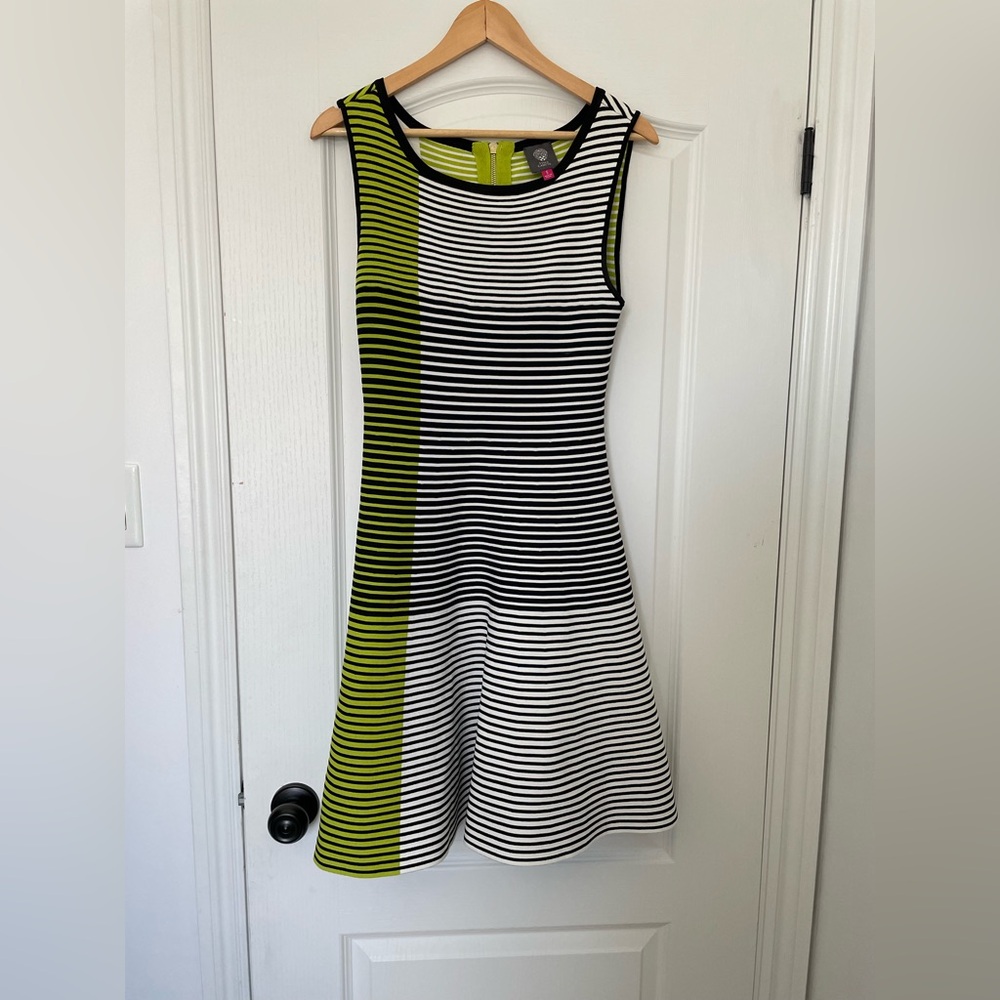 Vince Catumo Striped Sleeveless Dress - Black, White, and Green